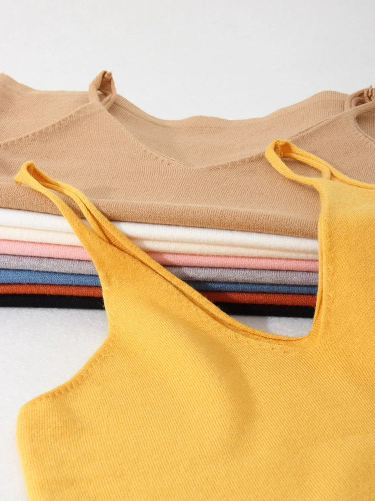Women Knitted Top Straps Basic Summer Tank Tops For Women 2023 Camisoles T Shirts Women Tops Summer Pulovers Woman Summer Tops