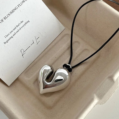 New Heart Pendant Necklaces For Women Vintage 80s Aesthetic Adjustable Pull-out Necklace Fashion Romantic Choker Trendy Jewelry