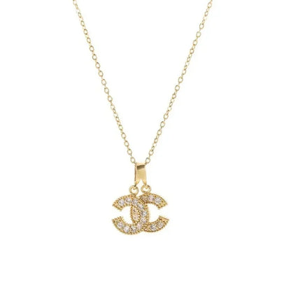 French-style double C necklace for women with micro-inlaid new light luxury and fashionable pendant as a high-end gift