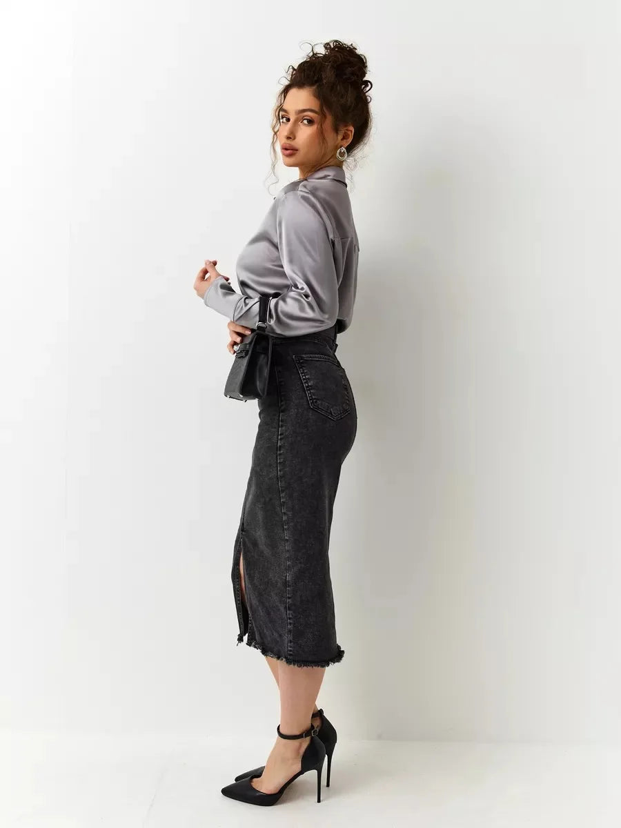 Denim Skirt Woman Streetwear Long Slim Skirts For Women Asymmetric High Quality Skirt Woman 2024 Trend High Waist Long Skirts