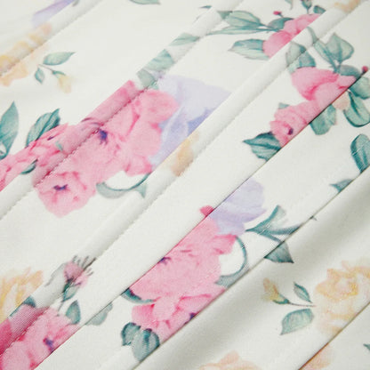 Women Floral Top Sexy Spicy Girl Tank Top Low cut Open Back Flower Wrapped Chest Diamond Fish Bone Strap Waist Vest Tank Top