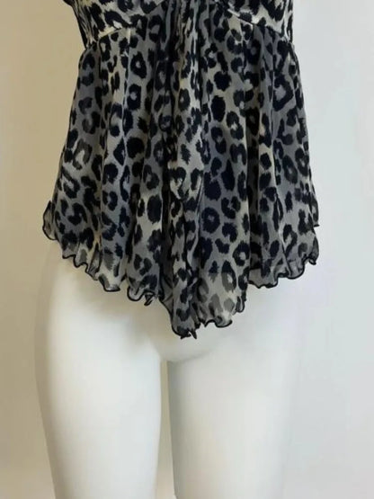 Women Clothing Summer Crop Tops 2025 Ropa Mujer Halter Backless TLoose Vest Sweet Korean Camis Korean Leopard Print Sexy Tanks