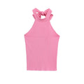 2025 Women's New Tops Summer Pink Halterneck Knitted Sleeveless Top Bow Trim Sexy Open Back Personality Fashion