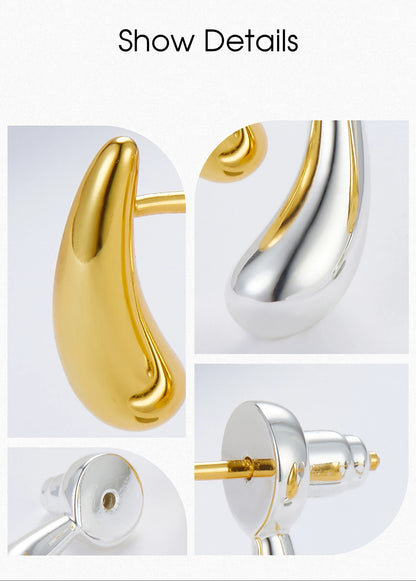 925 Silver Two Tone Plated High Polished Small Stud Earrings For Women Minimalist Trendy Statement Earring Personalized Gift