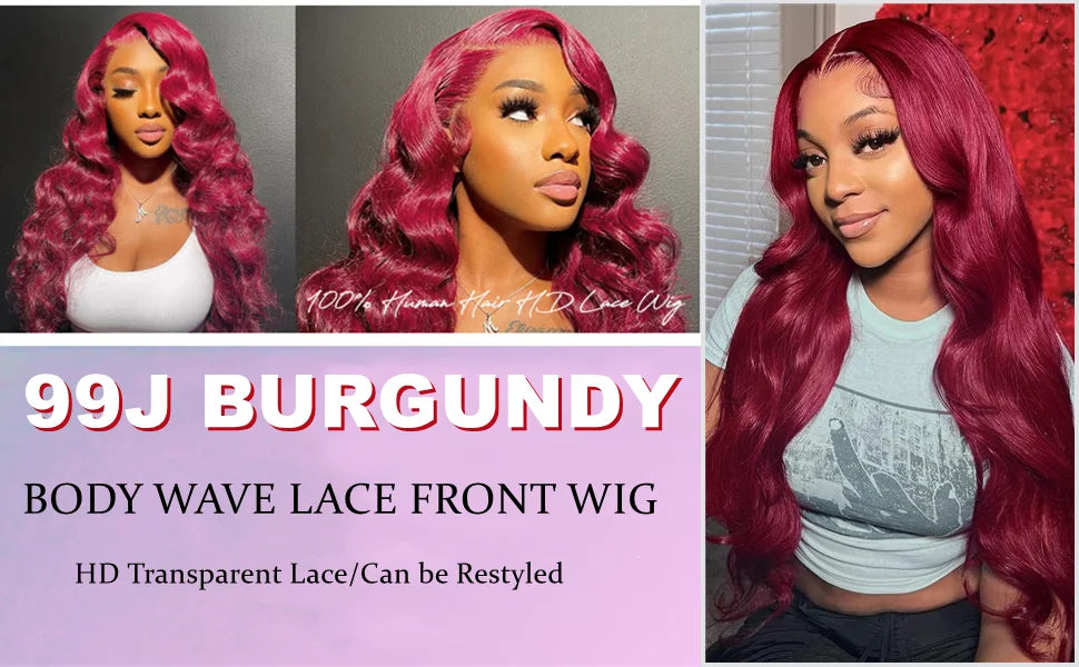 FABA Glueless Wigs Human Hair 7x5 Wear and Go Glueless Wig Pre Plucked  with Natural Hairline Burgundy Body Wave Wigs For Women