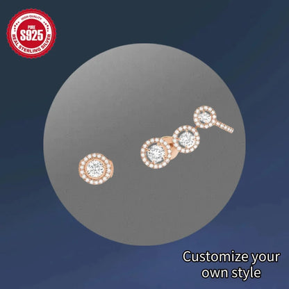 S925 Sterling Silver Round Earrings Asymmetrical Earrings Elegant Romantic Luxury Jewelry Wedding Gift