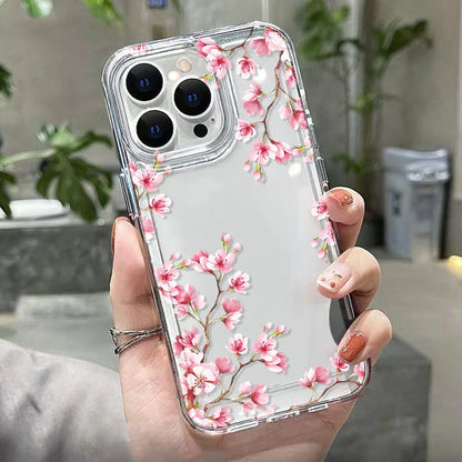 Flower Case For iPhone 11 Cases iPhone 15 12 13 14 16 Pro Max X XR XS Max 14 15 Plus 16Pro iPhone16 Clear Shockproof Cover Funda