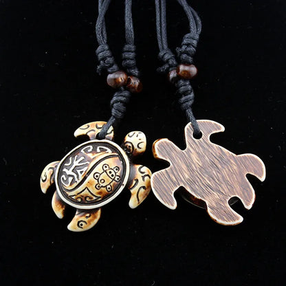 Turtle Necklace for Women Men Yak Bone Tortoise Hawaii Tribal Surfer Necklace Sea Turtles Pendants Necklaces
