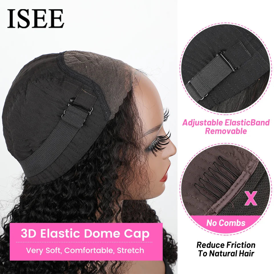 Wear Go Wig ISEE Hair Mongolian Water Wave 7x5 Glueless Preplucked Human Wigs Ready To Go Pre Cut Lace Easy Install HD Lace Wigs