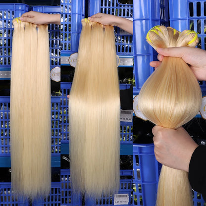 #613 Blonde Body Wave/Straight Hair Bundles Double Drawn Raw Vietnamese Hair Bundles Weave Honey Blonde 100% Human Hair Full