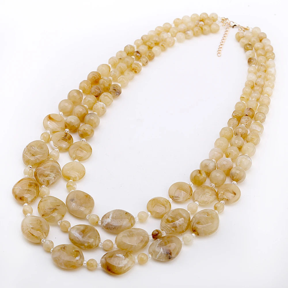 New Handmade Beaded Necklace for Women Multi-layers String Larger Size Bib Statement Necklaces Party Wedding Accessory