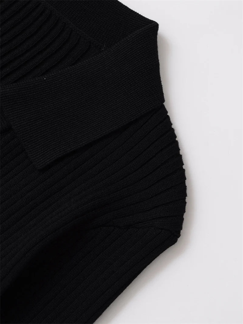 Women's Tops New Fall 2025 Solid Color Long Sleeve Lapel Slim Knit Top Sexy V-Neck Design Casual Fashion Personality Versatile