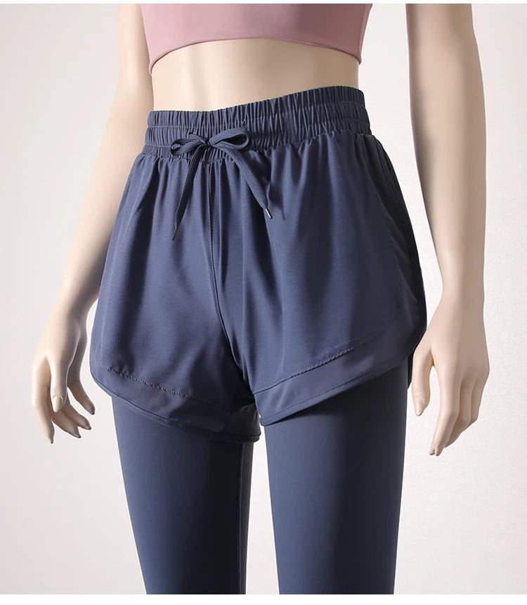 Yoga Pants Leggings Two-piece Skirt Style Quick-drying Workout Yoga Pants Women Pockets Sport Trousers Leggings