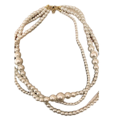 New Trendy Vintage Pearl Multi Layered Pearl Bead Necklace for Women Sweet Elegant Party Jewelry Wedding Gifts
