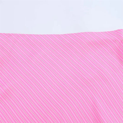 Women's Skirt New Summer 2025 Pink Striped Silk Satin Midi Skirt Fashionable and versatile Elegant personality