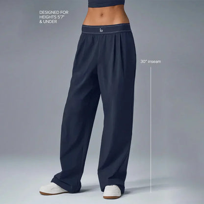 AL Yoga Pants Suit Up Trouser Sports Women's High Waisted Straight Leg Wide Pants Versatile Soft Crop Finesse Short Sleeve