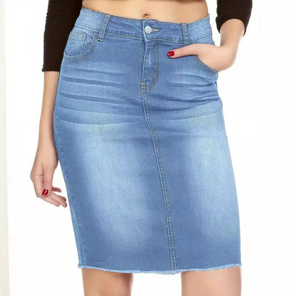 Women's Casual Jean Skirt High Waist Stretch Denim Skirts