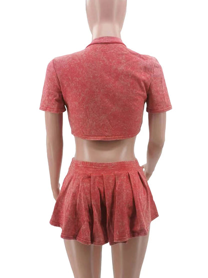 Skirt Sets Women 2 Piece Outfit Solid Color Streetwear Summer Outfit Ladies Wholesale Dropshipping