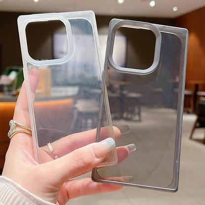 Rectangular Clear Case For iPhone 16 15 Pro Max 14 Plus 13 12 Pro Max 11 Shockproof Camera Lens Protection Soft TPU Phone Cover