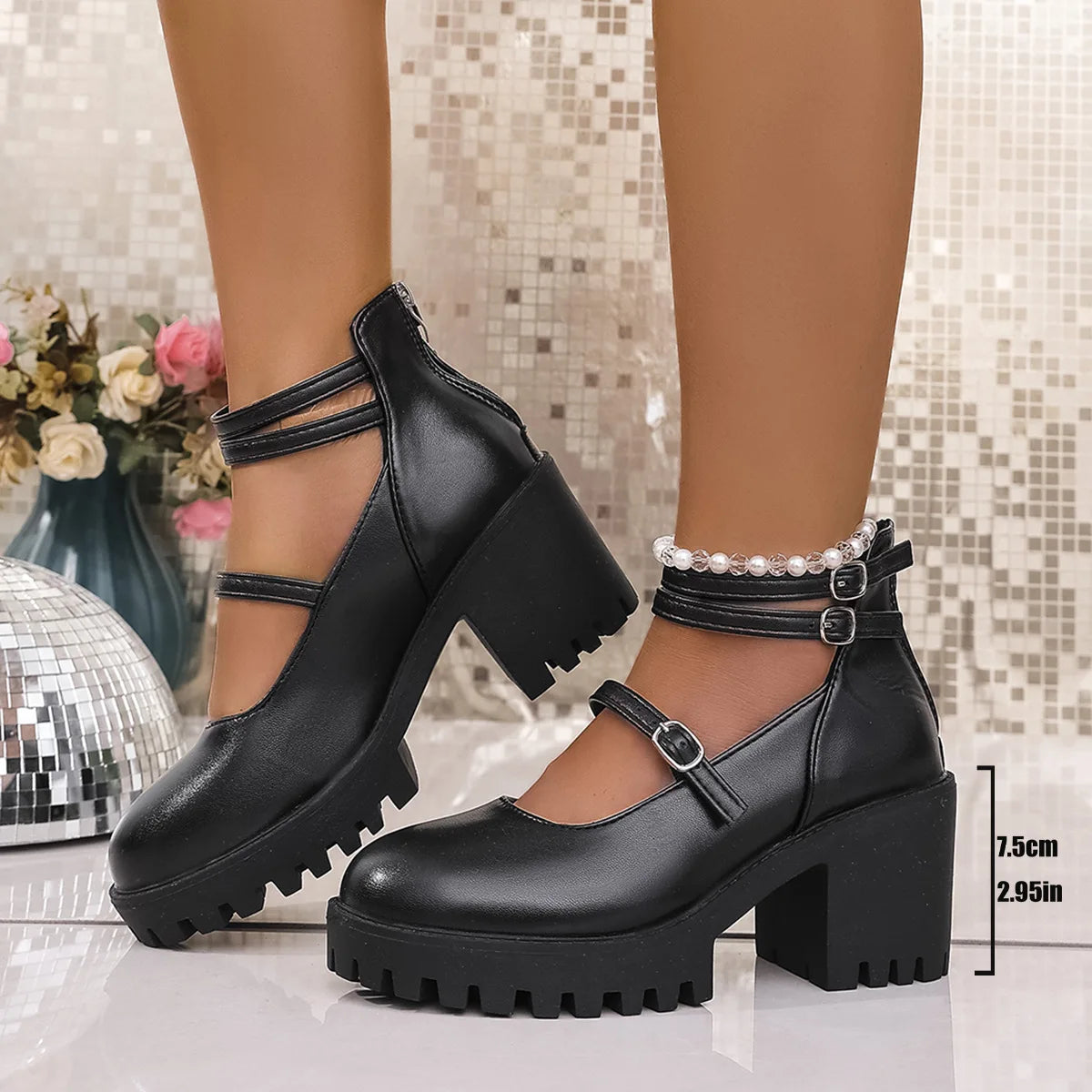 High Heels Women Mary Janes Shoes Woman Platform Fashion Sandals Women Summer New Dress Lolita Shoes Chunky Pumps Zapatos Mujer