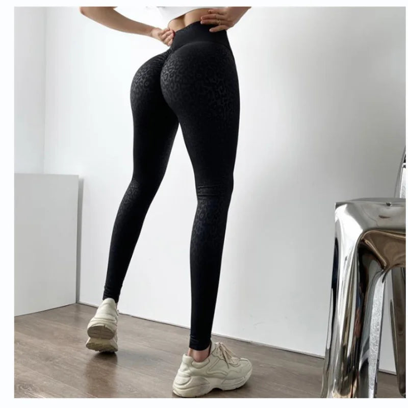 Leopard Print Yoga Pants Slim Thin Leggings Women's Sports Bottom Pants Multicolor Printed Nine Minute Pants