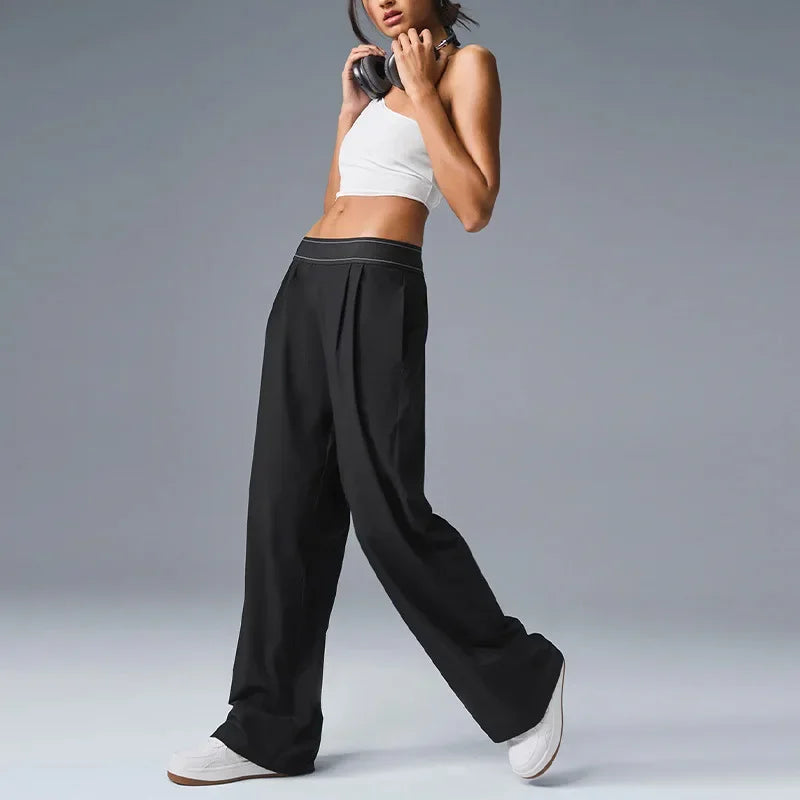 Women's Summer Yoga Pants - High-Rise Quick-Dry Athletic Trousers with Wide Leg for Gym, Travel, Casual Wear