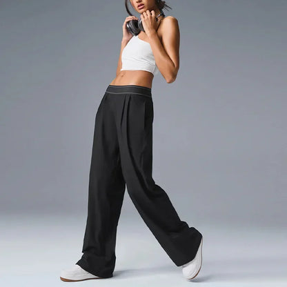 Women's Summer Yoga Pants - High-Rise Quick-Dry Athletic Trousers with Wide Leg for Gym, Travel, Casual Wear