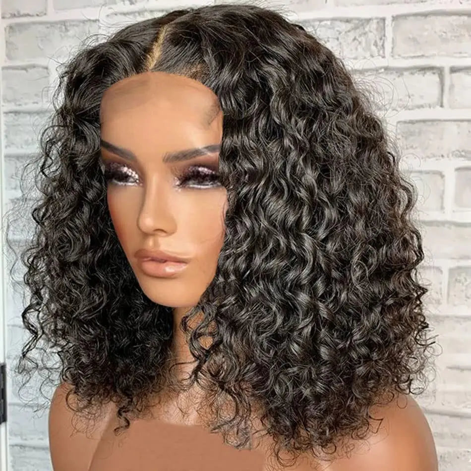 Glueless wigs Wear & Go 100% Human Wigs Water Wave Ready To Wear Short Bob Lace Frontal Brazilian Wig DEEP Curly For Woman Sale