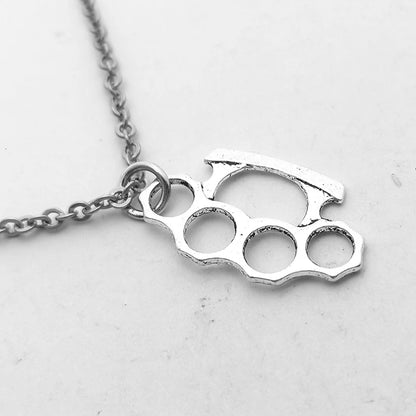 Brass Knuckles Pendant Necklace for Women Men Neck Chain Vintage Summer Gothic Goth Jewelry Trend 2022 Accessories Holiday Gifts