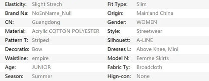 Punk Y2k Skirts Women Clothes Goth Sexy Ropa Aesthetic Stripe High Waist Lace Bow MIni Skirts Grunge Emo Girl 2000s Short Skirt