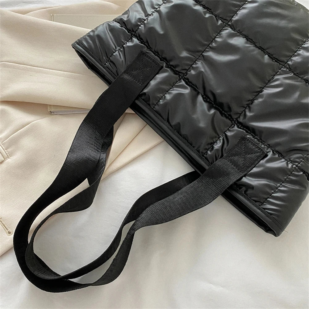 Fashion Tote Handbags for Women Black Large Capacity Soft Rhombus Bags Vinatge Quilted Shoulder Bag Purse for Travel Shopping