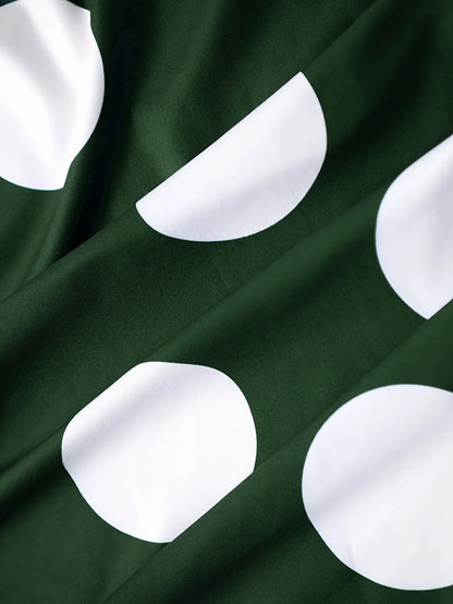 Casual Dresses Elegant Women Long Dress Sleeve Female Robe Bow Knot Polka Dots Girl's Vestidos Lady's Maxi Dresses