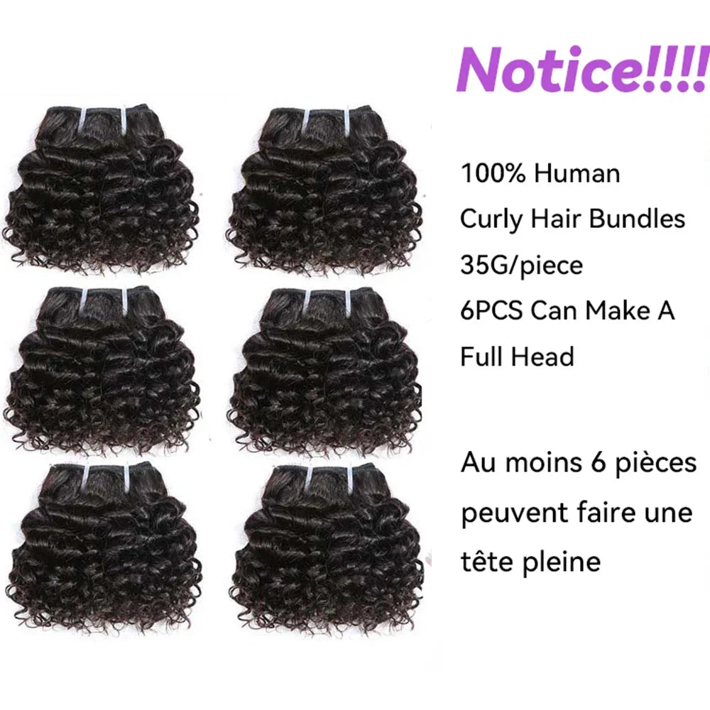 Short Bouncy Curly Human Hair Bundles 100% Human Hair Weft Brazilian Hair Weave Bundle Cheap short deep loose ocean wave bundles