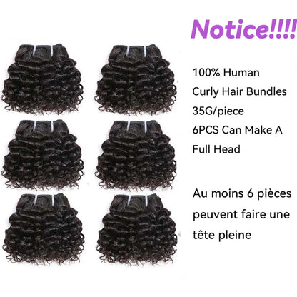 Short Bouncy Curly Human Hair Bundles 100% Human Hair Weft Brazilian Hair Weave Bundle Cheap short deep loose ocean wave bundles