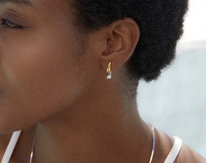 925 Silver Two Tone Plated High Polished Small Stud Earrings For Women Minimalist Trendy Statement Earring Personalized Gift