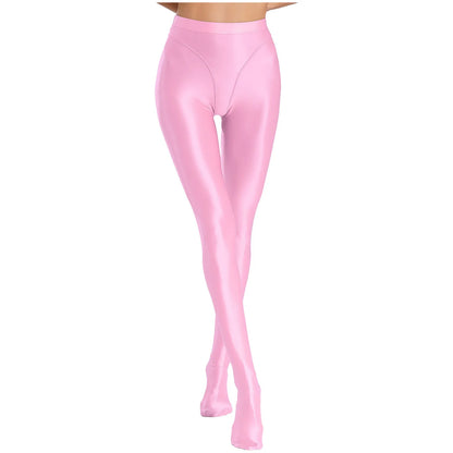 Womens Gymnastic Yoga Pants Leggings High Waist Stretchy Glossy Pantyhose Silky Skinny Pantyhose Role Play Nightclub Wear