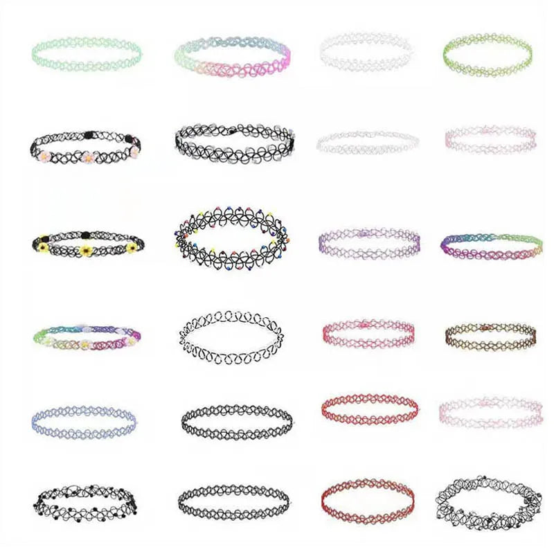 Lace Chokers Necklaces for Women Girls Ladies Vintage Flower Bead Circles Neck Jewelry Colourful Sexy Pink Black Fashion Velvet