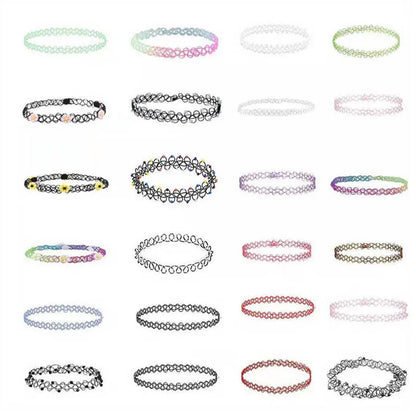 Lace Chokers Necklaces for Women Girls Ladies Vintage Flower Bead Circles Neck Jewelry Colourful Sexy Pink Black Fashion Velvet