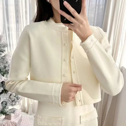 Women's summer dress with round neck and short sleeves with pearl decoration elegant party dress women's dresses trend 2025