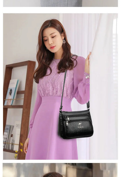 Women Mother Bag Middle-aged Elderly Shoulder Messenger Crossbody Bag Purses Handbags Bolsa 3 Zippers Luxury Design