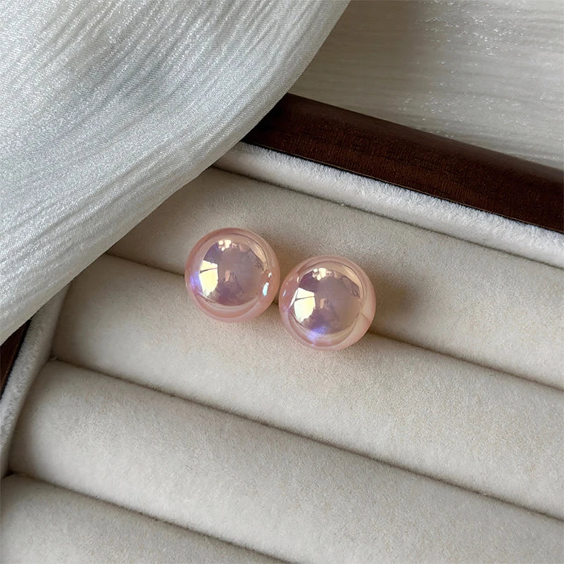 Fashion Pink Pearl Stud Earrings For Beauty Women Simple Elegance Light Luxury Ear Accessories Fashion Party Jewelry Gifts