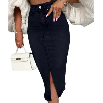 Denim Skirt Woman Streetwear Long Slim Skirts For Women Asymmetric High Quality Skirt Woman 2024 Trend High Waist Long Skirts