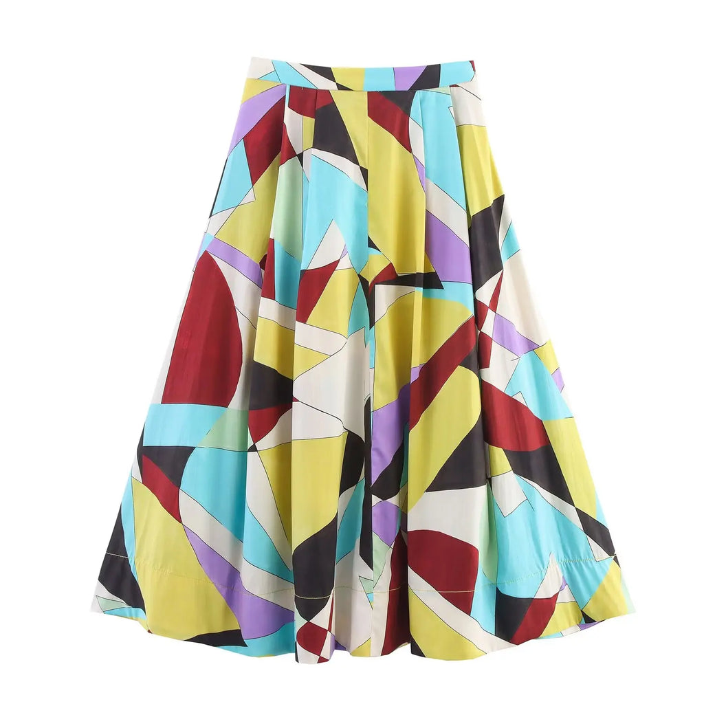 Skirts Summer Women's 2025 New Chic Print High Waist Women's Skirts Fashion Joker Street Youth Holiday Travel Skirts