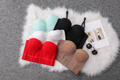 Top Women Bra Bandeau Corset Underwear Sexy Sleeveless with Chest Pad Ladies Y2K Lace Tank Tops Wrapped Vest Tube Top Cropped