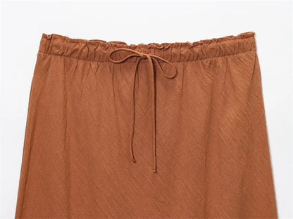 Women's Skirt New Fall 2025 Solid Color Drawstring Design Skirt Skirt Casual Fashion Personality Versatile