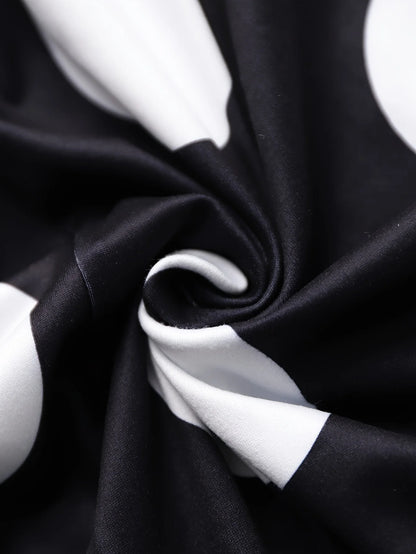 Casual Dresses Elegant Women Long Dress Sleeve Female Robe Bow Knot Polka Dots Girl's Vestidos Lady's Maxi Dresses