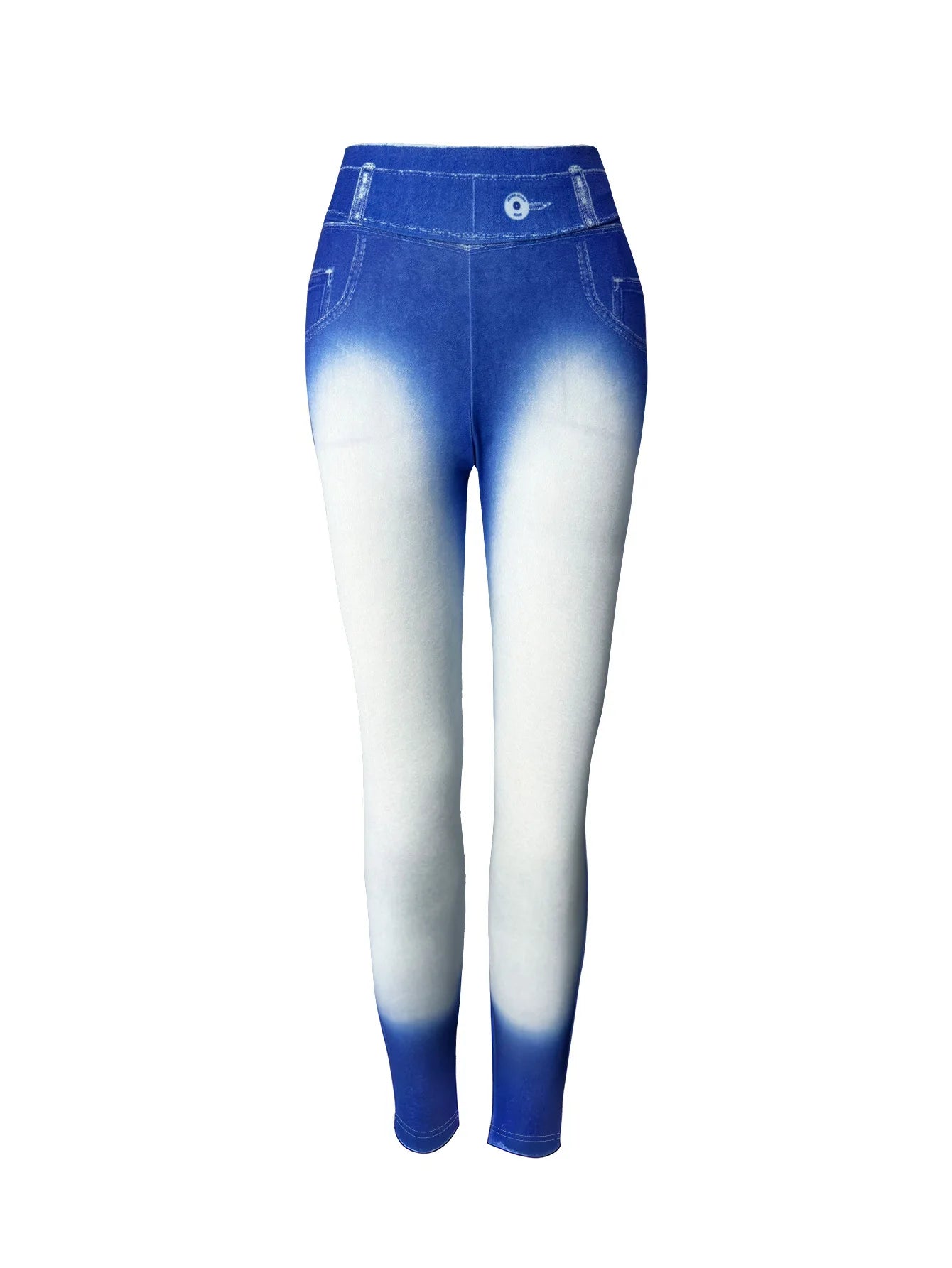 Women Love Fake Pocket Print Leggings High Waist Stretchy Jean Legging Fashion Casual Pencil Pants Yoga Fitness Slim Leggings