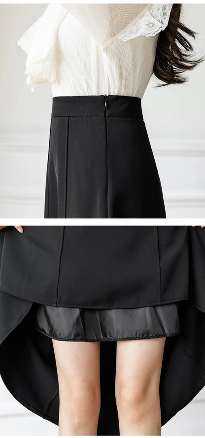 Women's Skirt 2025 Spring Women High Waist Solid Vintage Girl's Waist Down Skirt Knee-length A-line Fashion Thin Skirt for Women