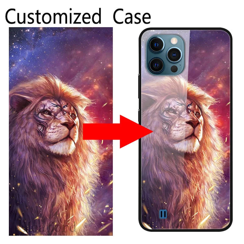 Custom Glass Phone Case for iPhone 13 14 12 7 8 Plus X 11 Pro XS MAX XR 6 SE 6s Cover DIY Customized Design Picture Name Photo