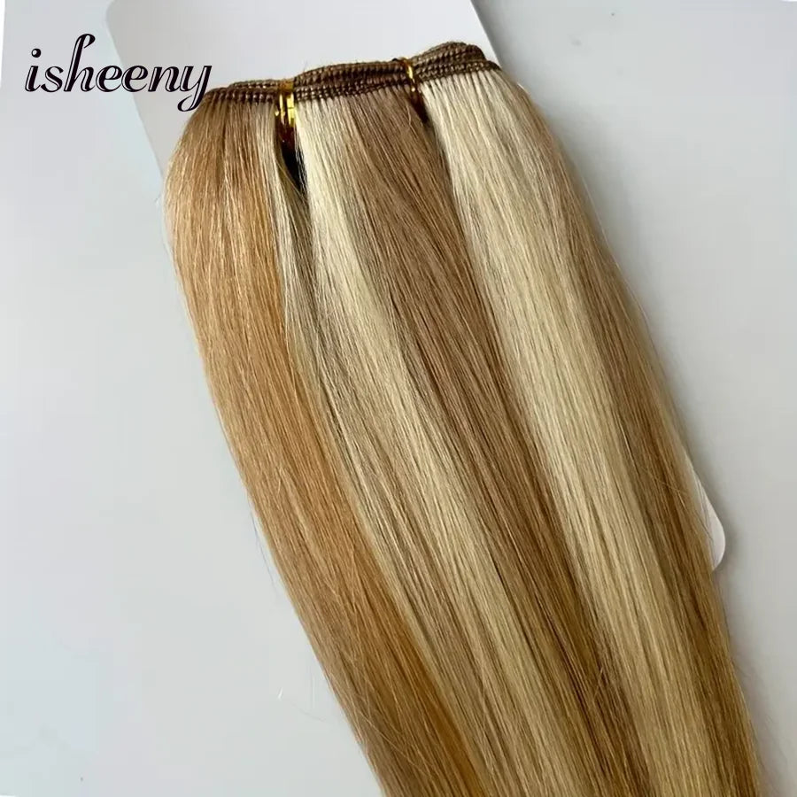 Highlight Blonde Human Hair Weft 12 16 20 24 inches Double Weft Hair Bundles Sewing In Hair Weaves 50g/bundle For Women